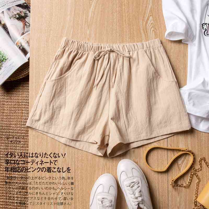 

Summer Casual Cotton Linen Shorts Women Plus Size High Waist Fashion Short Pants Streetwear Women' 210603, Gray blue