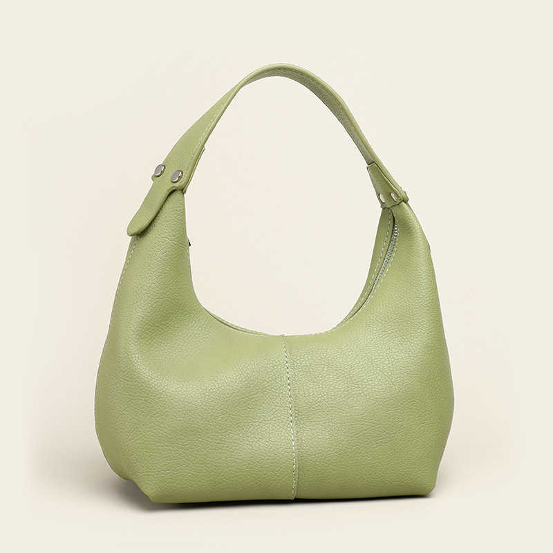 

New lychee pattern armpit Korean fashion leisure soft skin dumpling advanced sense one shoulder portable women's bag, White