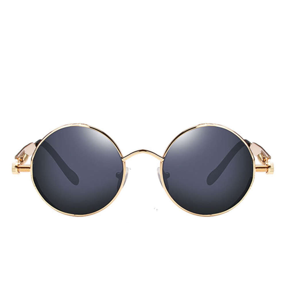 

sunglasses Classic Steampunk Style Men Women Brand Designer Retro Round Metals Frame Colorful Lens sunglasses, Black