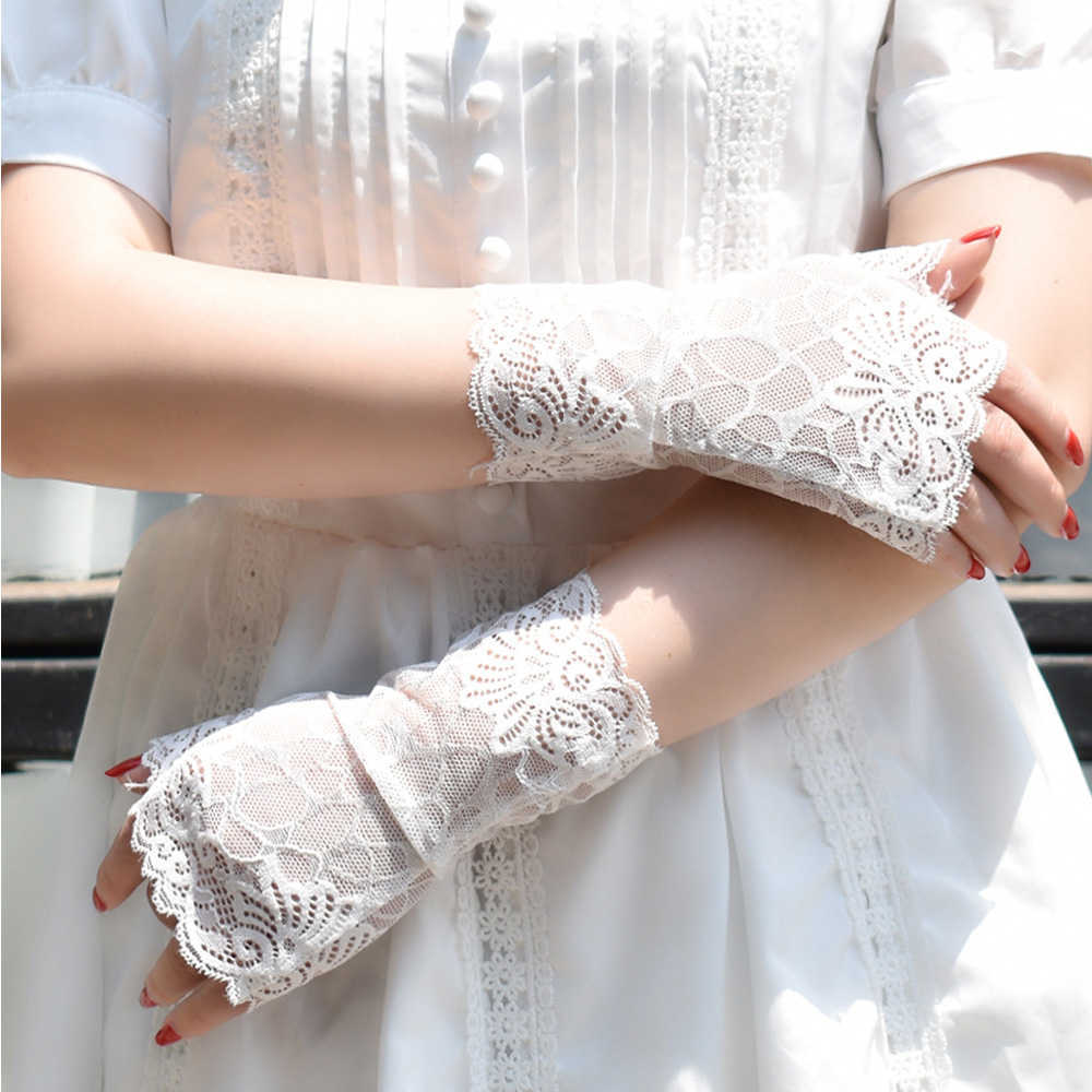 

Fashion Women Gloves Dance Long Fingerless Ladies Sexy Lace Gloves Ladies Half Finger Fishnet Dress Gloves Thin Mesh Mitten Y0827