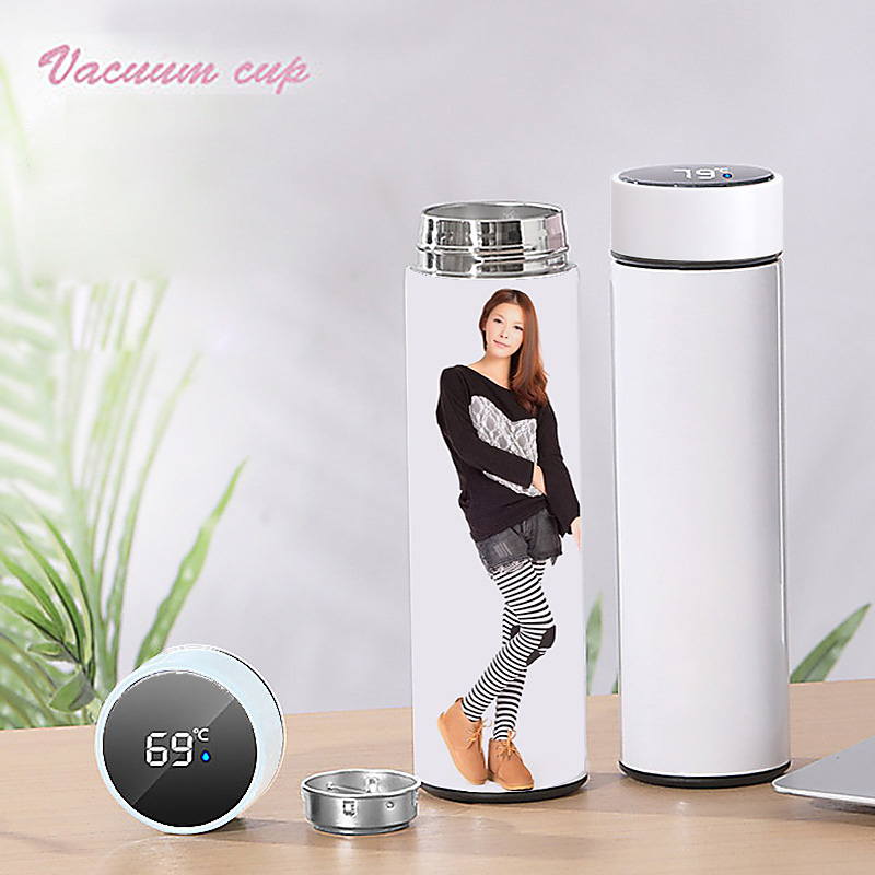 

Creativity Sublimation Blanks Tumbler Water Bottle 500ml Stainless Steel Straight Vacuum Flask Coffee Mug With LED Touch Display Temperature Gift, Please choose