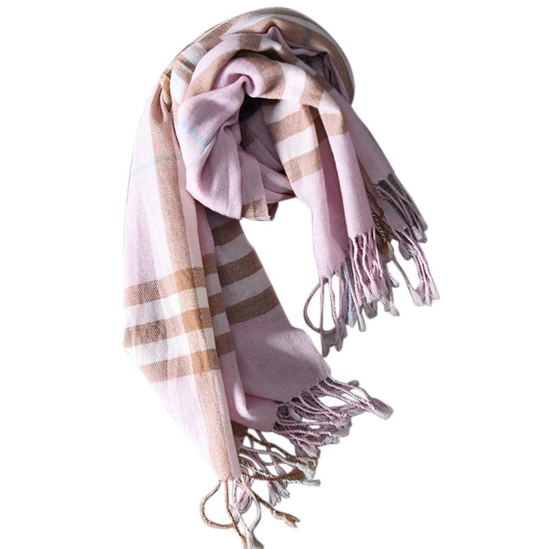 

Scarves 2022 100%Wool Scarf Women Pashmina Pure Wool European Pink Plaid Warm Shawl Big Size Limited Quantities