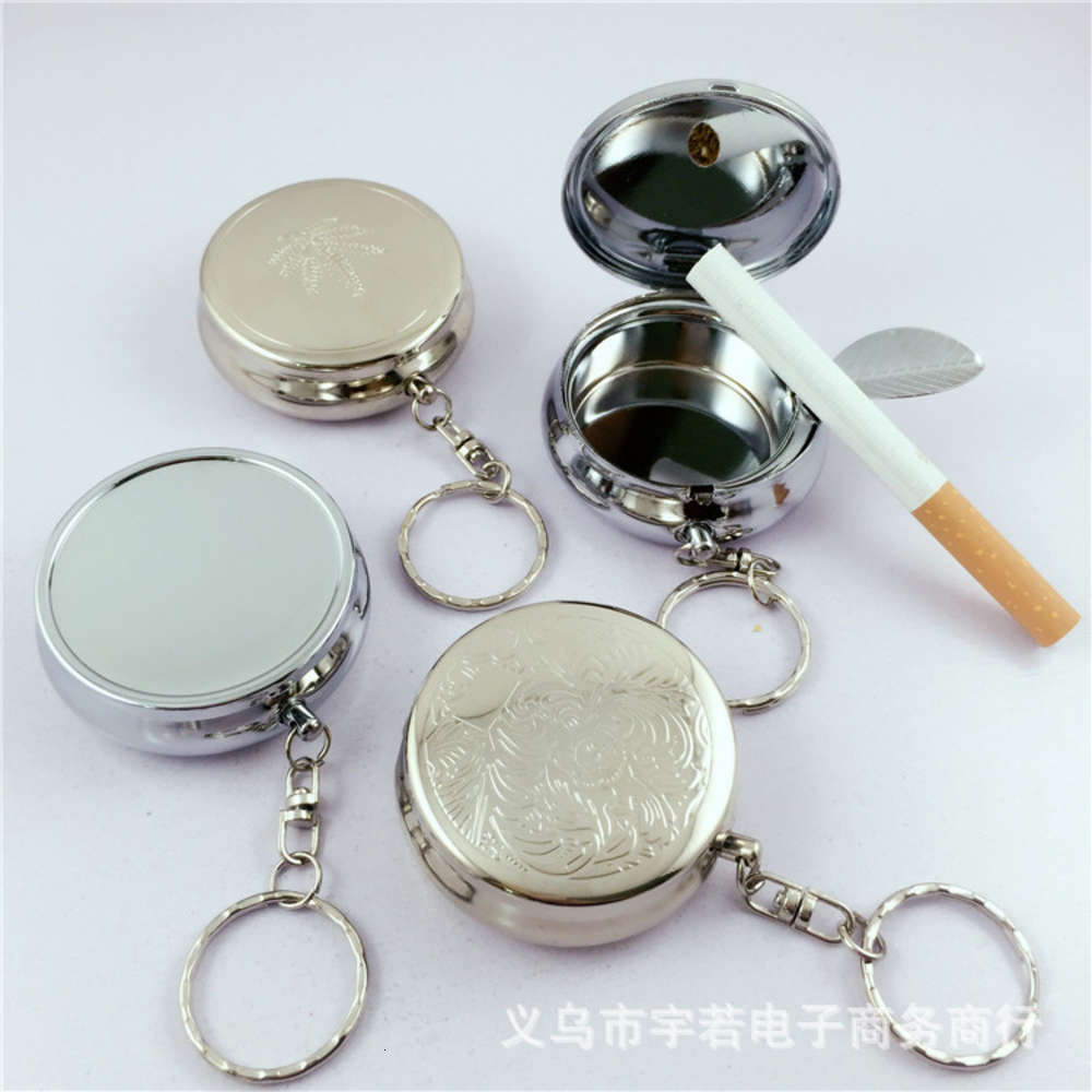 

Cigarette case Creative round Mini portable ashtray with elastic cover cigarette box men's gift