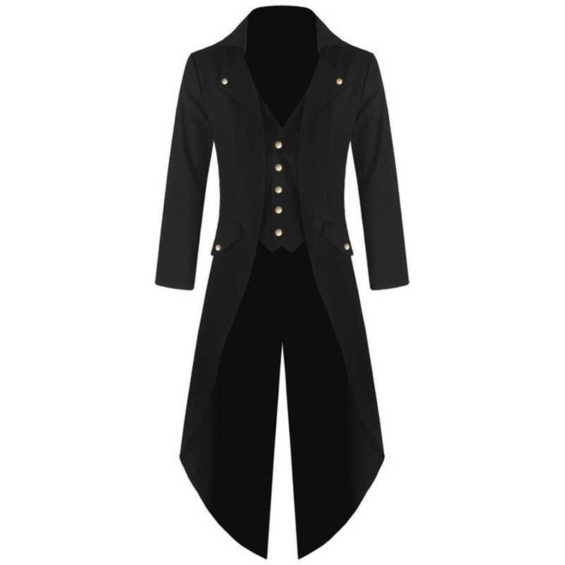 

Plus Size Mens Gothic Tailcoat Steampunk Coats Long Sleeve Halloween Long Suit Coats Medieval Jacket Holiday Slim Fit Outwear X0621, Black