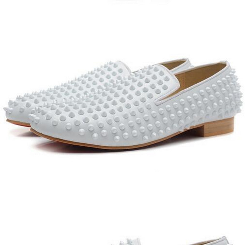 

Designers Louboutin CL Christian luxurys White Rivets Spiked White Leather Mens Womens Red Bottom Flat Shoes,Designer Br xGe, Blue