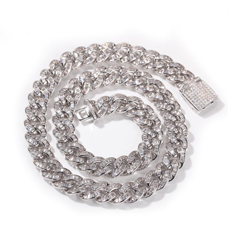 

Chains Christmas Hiphop Pure T Square Cuban Necklace Hop Rap Trendsetter Plated Men's, Silver