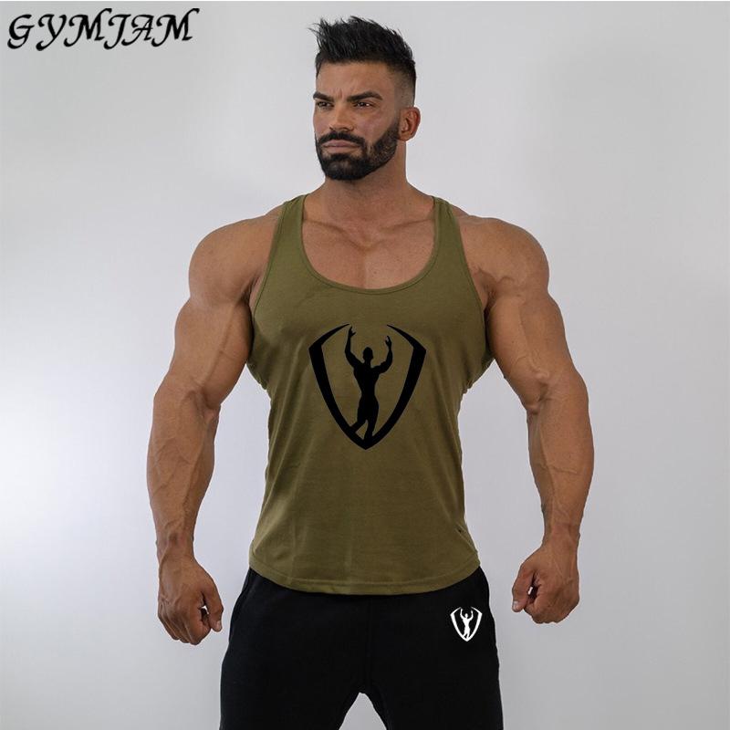 

Men's Tank Tops Clothing Fitness Sportswear 2021 Summer Jogger Bodybuilding Fashion Cotton Casual Printing, Black