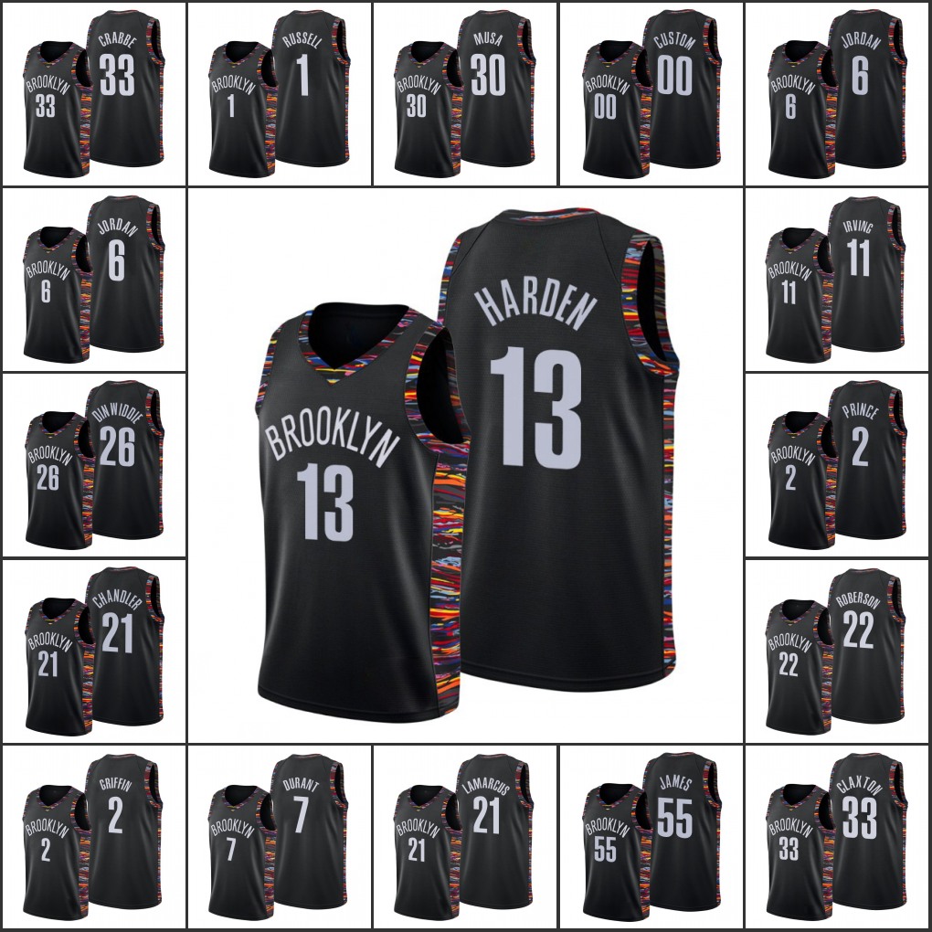 

Men Brooklyn Nets''James Harden Kevin Durant Kyrie' Irving LaMarcus Aldridge Custom Black Biggie Music Jersey