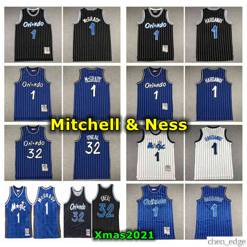 

Vintage Mens 1 Anfernee Hardaway Mitchell Ness Swingman Jersey Authentic Stitched Retro Classic Mesh 32 1 McGrady Basketball Jersey Shorts, Black;red