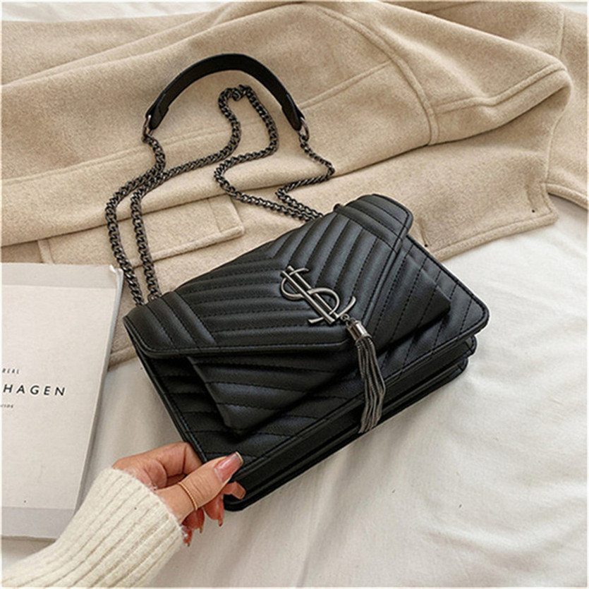 

Fashion letter Print Shoulder Bag 2021 Women Chain tassel Handbag luxury Designer Evening bag, 07
