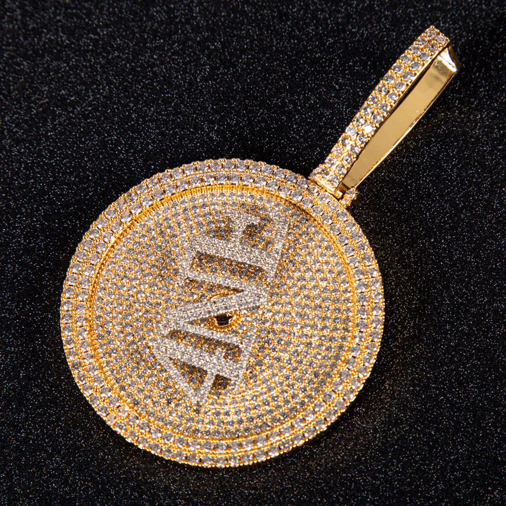 

5x5cm Custom Name Spinning Pendant Rapper Style Men Necklaces Chain Any Font Letter/Number/Symbol/Color