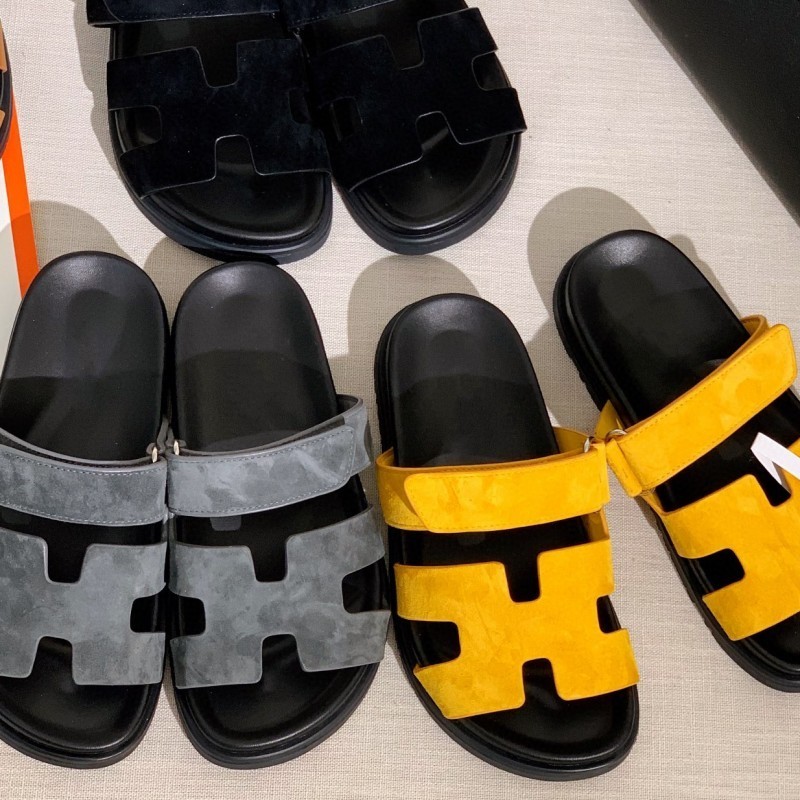 

slippers toe Velcro shoes old chypre leaking toe Scuffs hollow surface geometric shape letter outsole metal buckle set foot sandals designer, Black