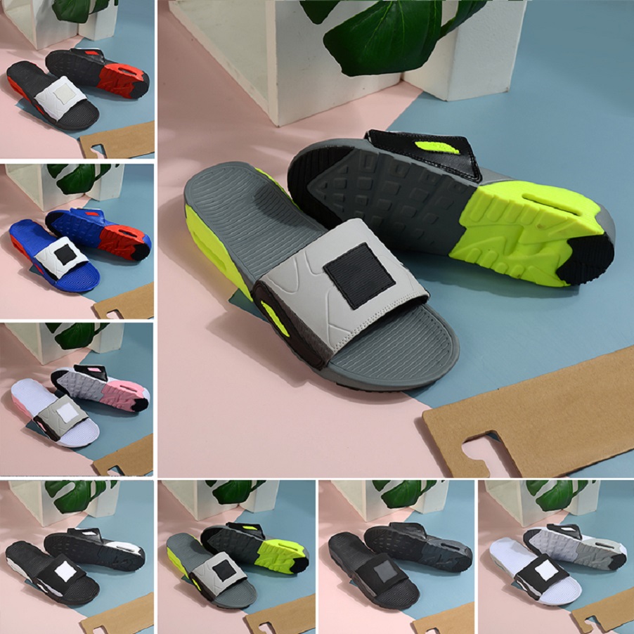 

Mixed colors Summer 90 men women slippers fashion slides 90s light triple black white grey outdoor mens flat flip flops beach hotel platform sandals 36-45, Color#1