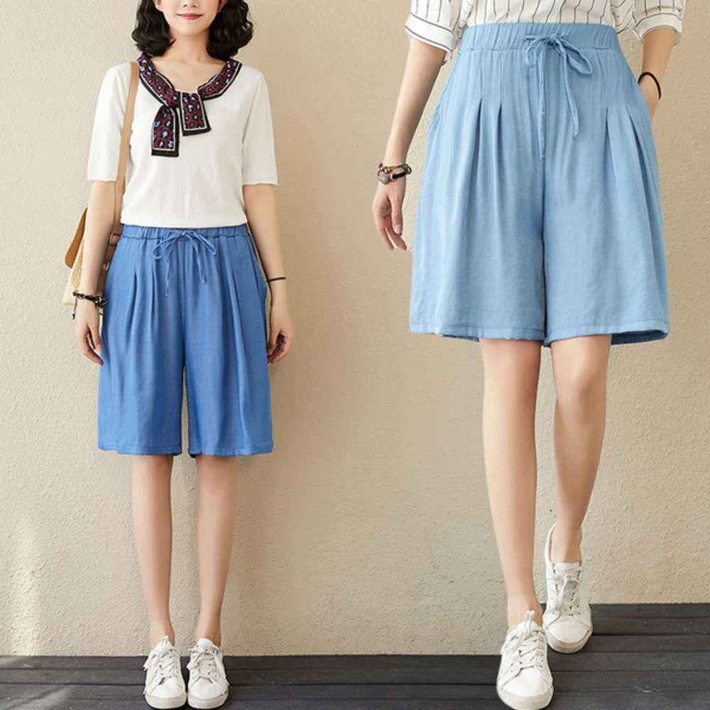 Women's Shorts 8031# Tencel denim summer 2020 new literature art large size loose and thin hot pants-image-738963276