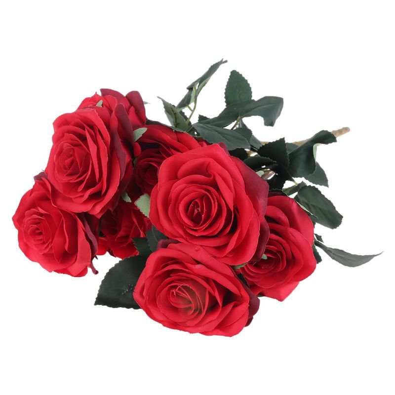 10 Heads Artificial Rose Flowers Arrangement Side Book Wedding Party Decor-image-691616589