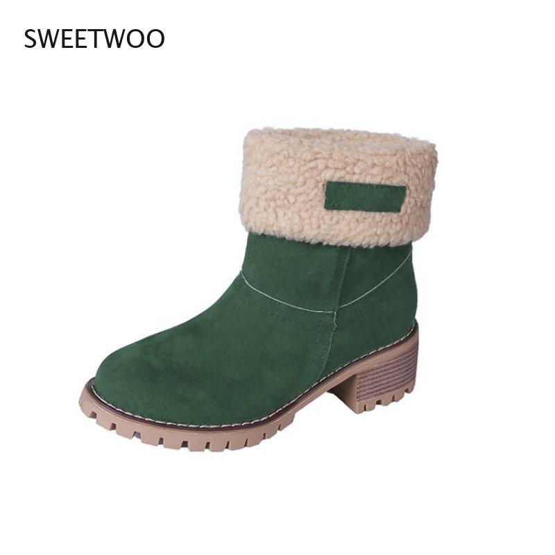 

Boots Winter Women's Fur Warm Snow Boots, Short Ankle Comfortable Shoes, Large Size Casual Mid-Boot, Black