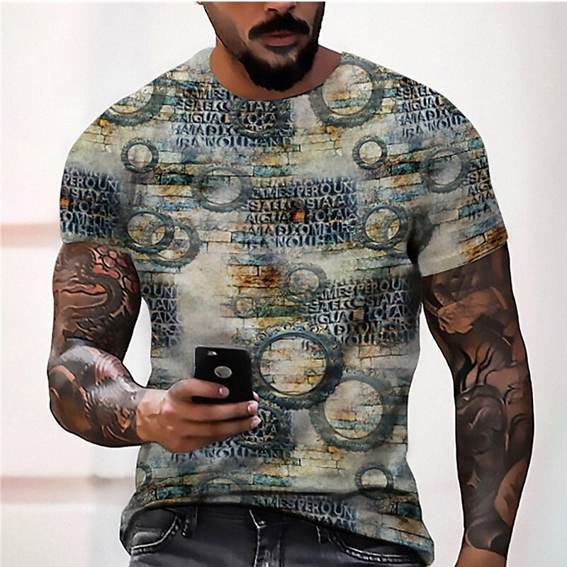 Tee-shirt unisexe Homme T-shirt T-shirt 3D Imprimé graphique Imprimés Géométrie Col Vacances quotidiennes Imprimé à manches courtes Tops Casual D