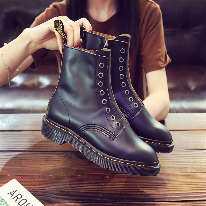 Bottes 2021 Automne hiver couture de haut-top décontracté couple couple côte à glissière moto filles neige femmes