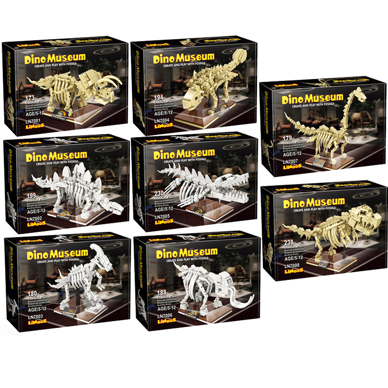 

Jurassic Dinosaur World Park Dino Fossil Building Blocks Triceratop T-Rex Indominus Rex Skeleton Bricks Toys For Kid Adult Gifts