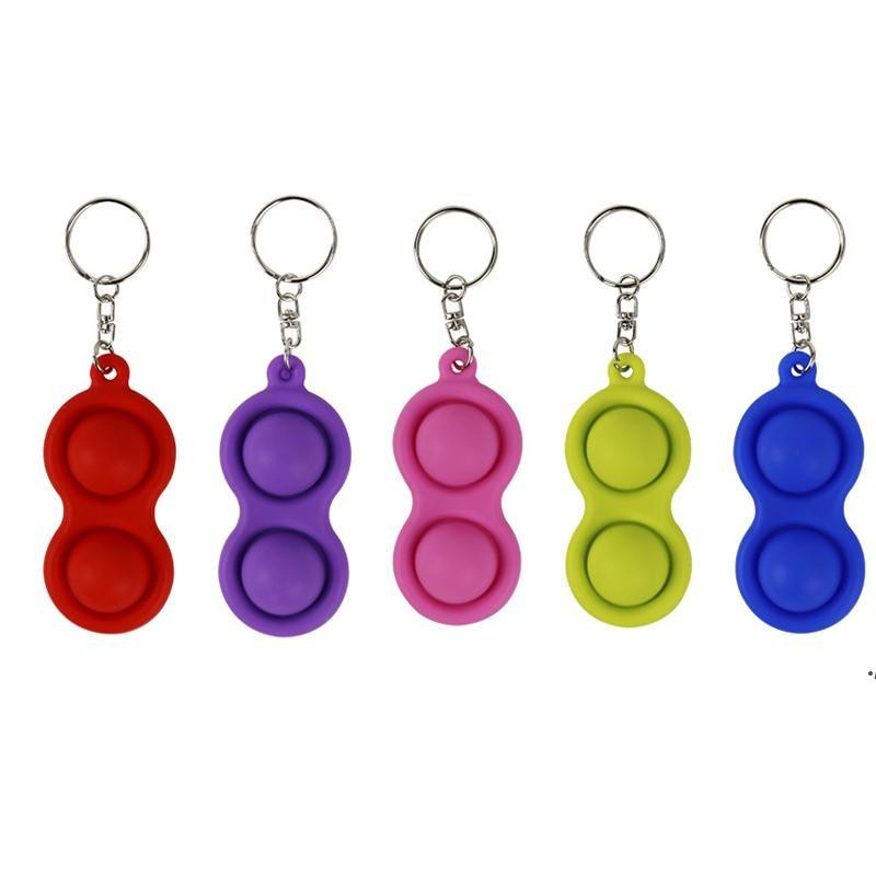 

Fidget Pops Simple Dimple Keychain Toy Cell Phone Straps Sensory bubble Stress Autism Relief Decompression Squishy Rings Children Grab Finger Popper Games Pendant