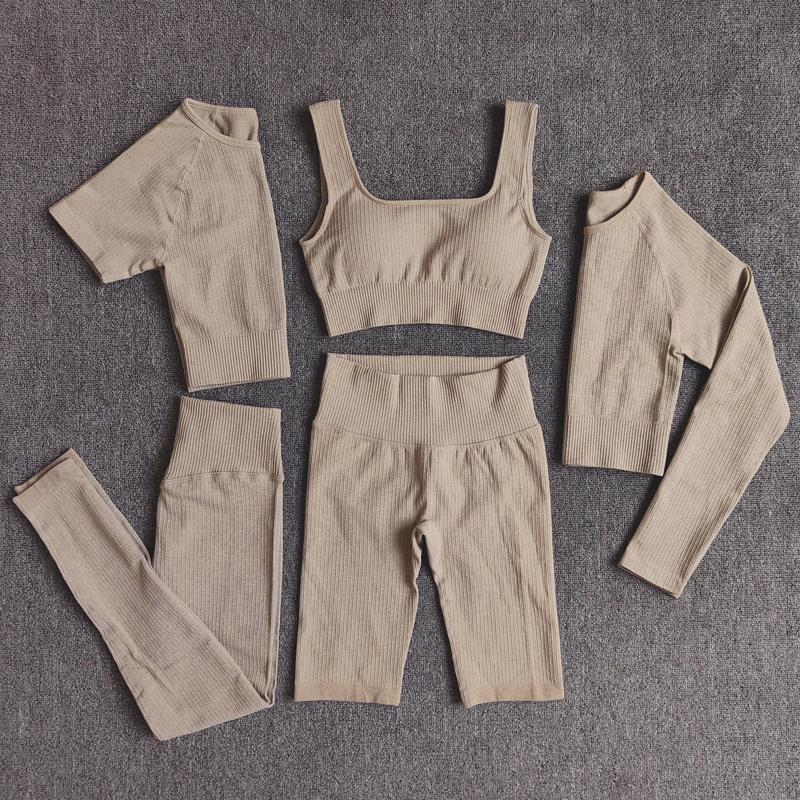 

Yoga Outfit Seamless Set Women's Sportswear Workout Clothes Athletic Wear Gym Legging Fitness Bra Crop Top Long Sleeve Sports SuitsYoga, Brapeach