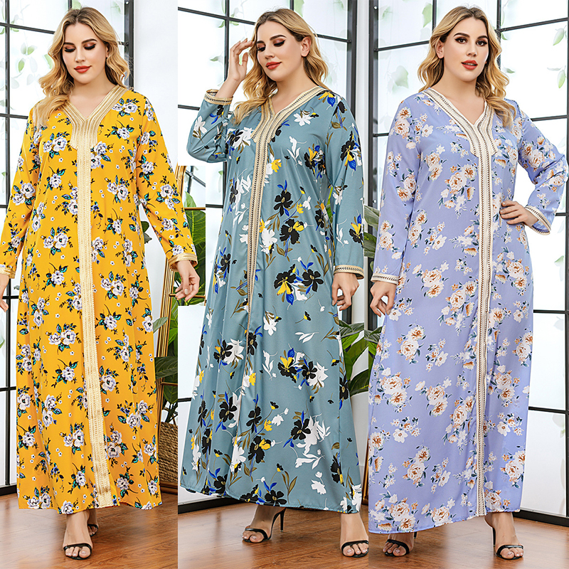 

Summer Muslim Hijab Dress Women Abaya Moroccan Kaftan Elegant Eid Islamic Clothing Musulman Djellaba Jubah Vestidos Plus Size