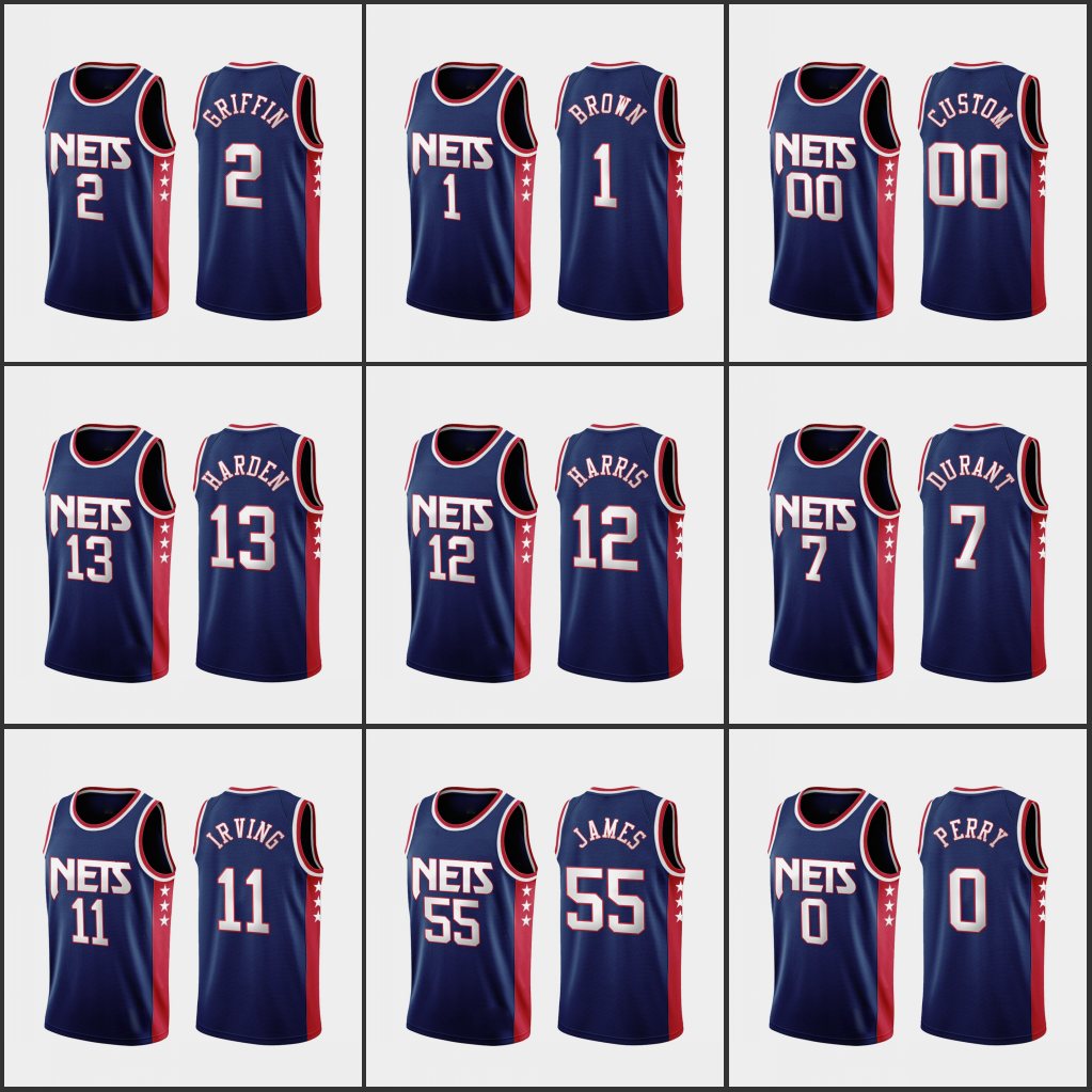 

Men BrooklynNetsJamesHarden Kyrie Irving Kevin Durant Reggie Perry Blake Griffin CustomCityEdition Navy Jersey