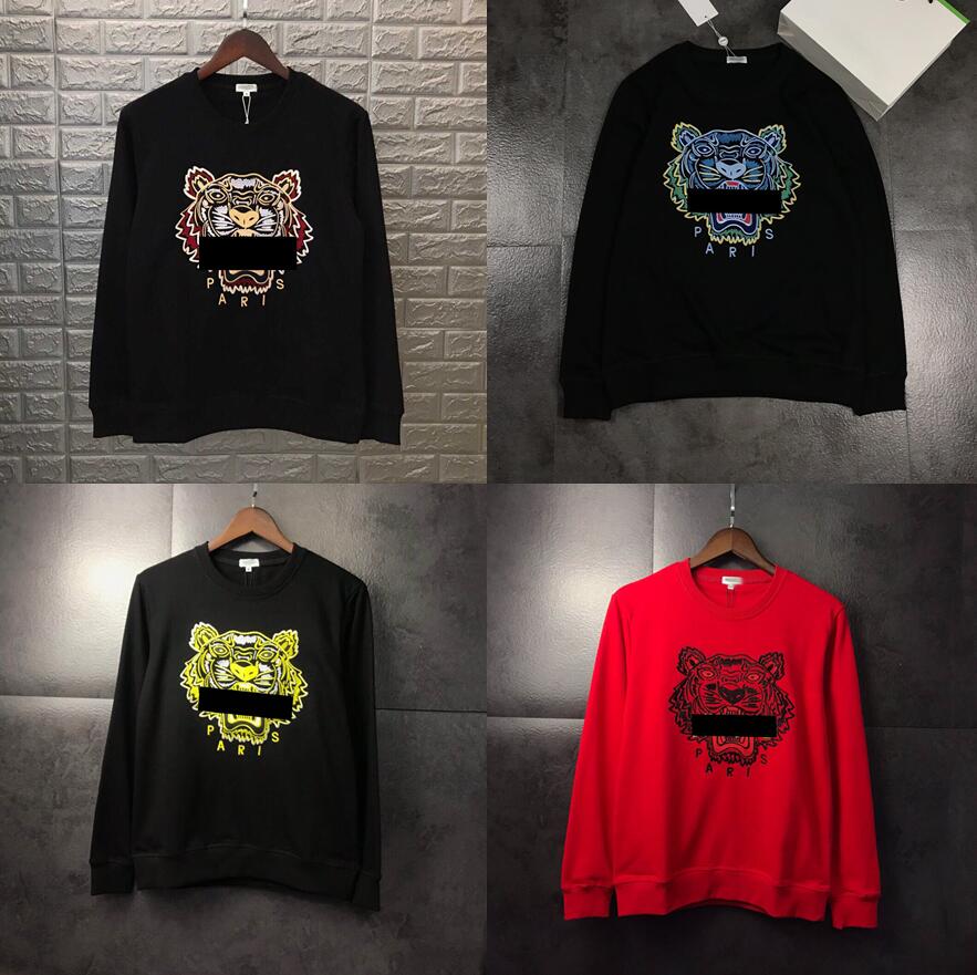 

Embroidery tiger head hoodies mens womens top quality long sleeve O neck pullover sweaters Casual Designer Sweatshirt Jumpers Couples Clothing, Black