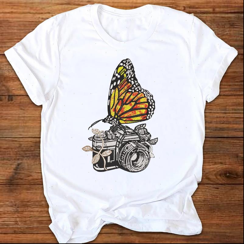 

graphic butterfly cartoon vintage womens t shirts fashion 90s printing print clothes tees female shirt, White