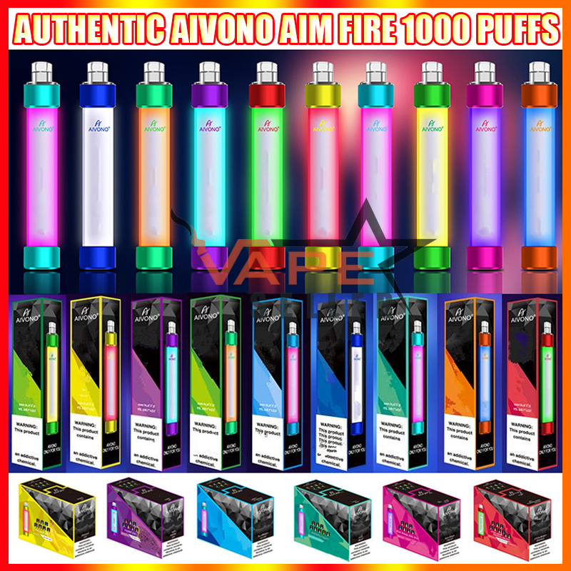 

Authentic AIVONO Aim Fire Disposable Vape Pen E Cigarette Device With RGB Light 650mAh Battery 4ml Prefilled Cartridge Pod 1000 Puffs Glowin