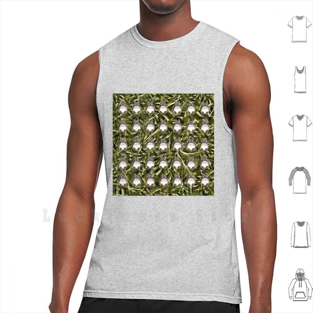 

totoro pattern tank vest mens 100% cotton my neighbor giblii studio anime cartoon miyazaki, White;black