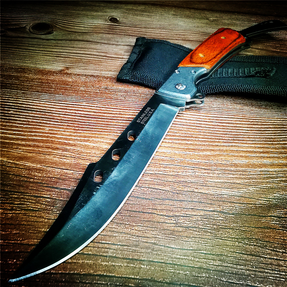 

300mm 9CR18MOV Bade Knives Foding Knife CS Knife Wood Hande Pocket Foding Knife Camping Hunting Surviva EDC Too