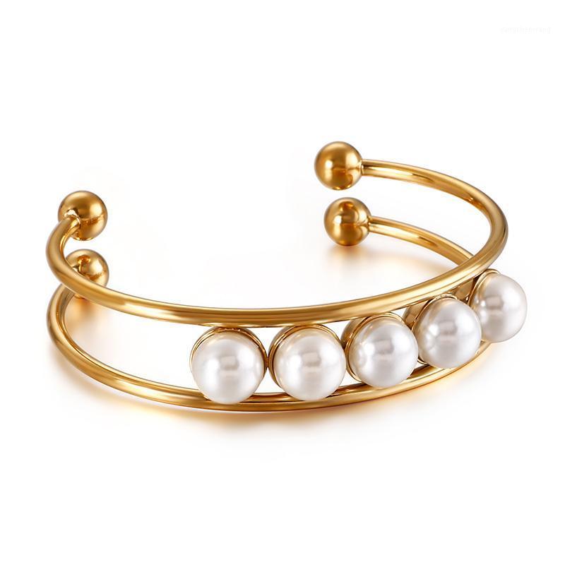 

Arrival Double-deck Shell Beads Temperament Bracelet Fashion Titanium Steel Jewelry Woman Gift Drop Bangle