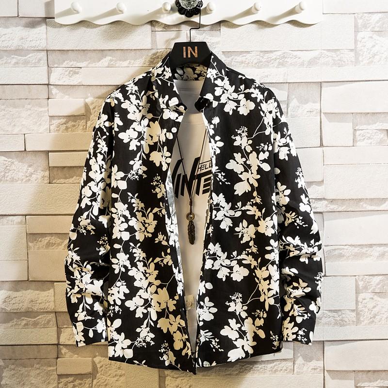 

Men's Casual Shirts Shirt Men Autumn Fashion Personality Printing Long Sleeve Plus Size Business Office, No 1