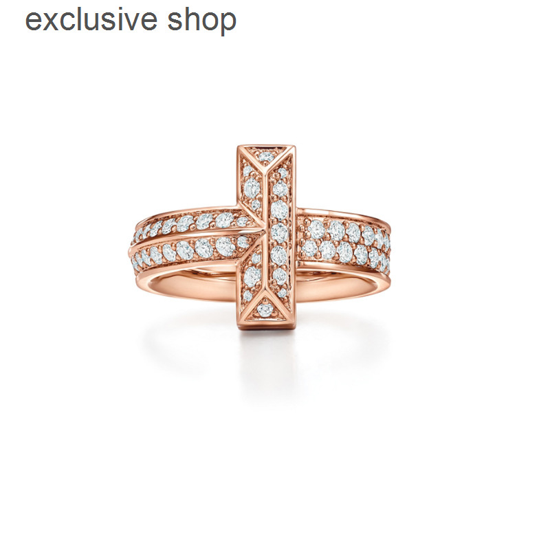 

Ms TIF classic S925 pure 1:1 2021 new full drill T1 letters ring silver ornaments birthday gift, Golden;silver