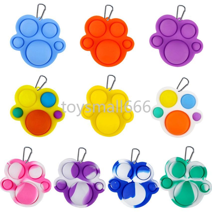 

Bear Paw Board Game Push Fidget Toys Simple Dimple Toy Silicone Sensory Finger Bubble Tie-dye Color Stress Reliever Key rings