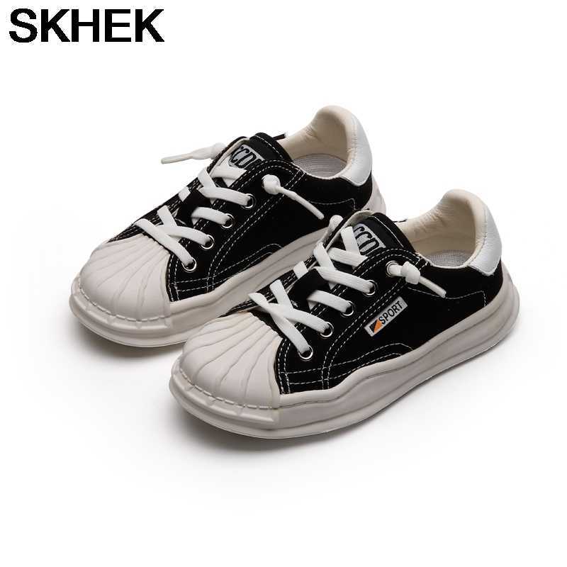 

SKHEK 2021 New Children Shoes Kids Casual Shoes Fashion Breathable canvas Soft Bottom Non-Slip Boys Girls Sneakers X0703, Black