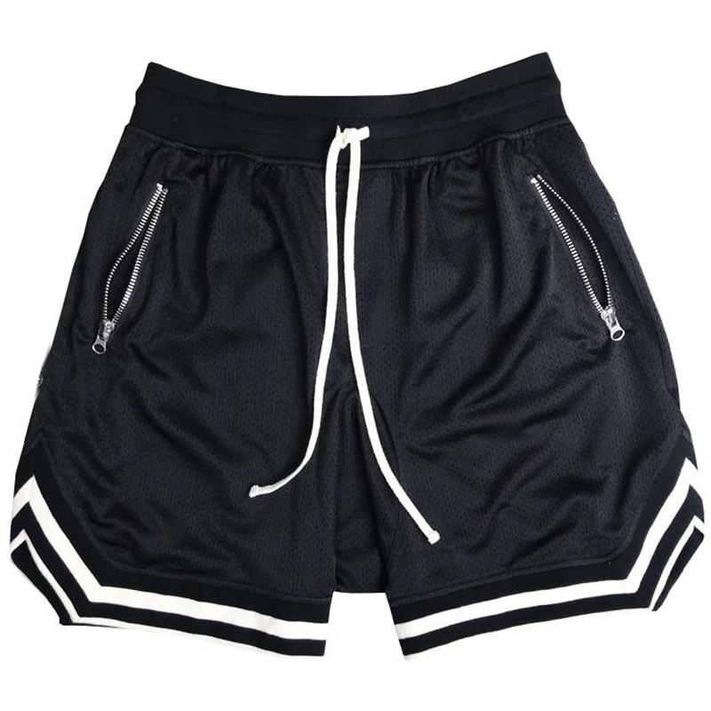

Shorts Mens Bodybuilding Grid Breathable Fast Dry Boardshorts Joggers Knee Length Sweatpants Male Fitness Workout Beach Men's, Black