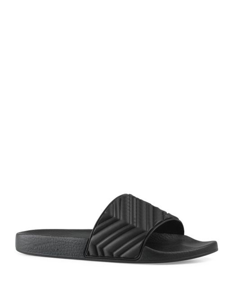 

2021 mens womens unisex black Matelasse Rubber Slide sandals Flat beach slippers Molded rubber footbed