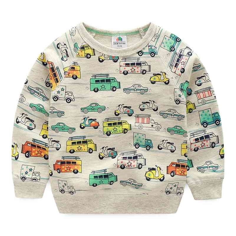

Spring Autumn 2 3 4 5 6 7 8 9 10 Years Children Cotton Long Sleeve Cartoon Car Print Kids Child School Baby Boy Sweatshirt 210701, Gray