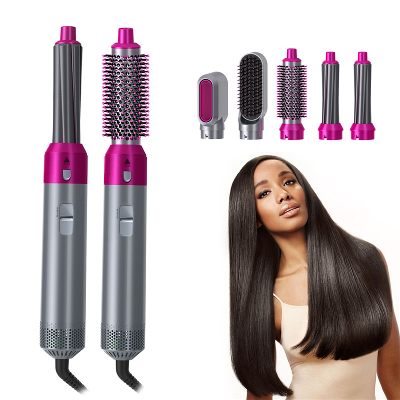 

Hair Dryer 5 In 1 Kit Electric Blow Dryer Hot Air Brush Styler Volumizer Hair Straightener Curler Comb Negative Ion Hair Dryer