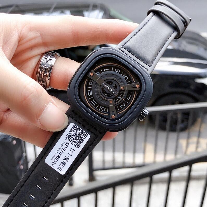 

090 SEVEN FRIDAY New Brand WOMEN MEN sports WATCH Genuine leather Band quartz Watches Mens BUSINESS Wristwatch