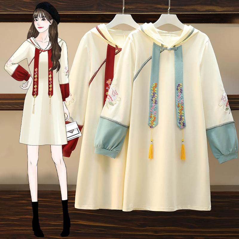 

Women's Hoodies & Sweatshirts Embroidery Chinese Style Vintage Long Hoodie Dress Women Casual Kawaii Harajuku Moletom Plus Size Loose Female, Photo color 5