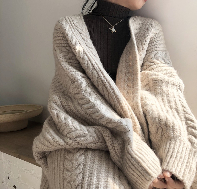 

LMQ NEW Women Korean Casual Long Sweater Cardigan Soft Comfortable Solid Free Size Loose Long Sleeve Female Bat Sleeve Knitted, Default color