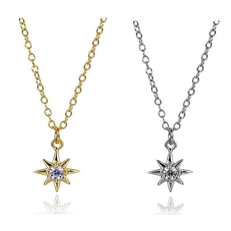 

Pendant Necklaces 2021 Fashion Chain Luxury Simple Metal Necklace Zircon Starlight Golden Silver Color Neck Jewelry All-Match Style