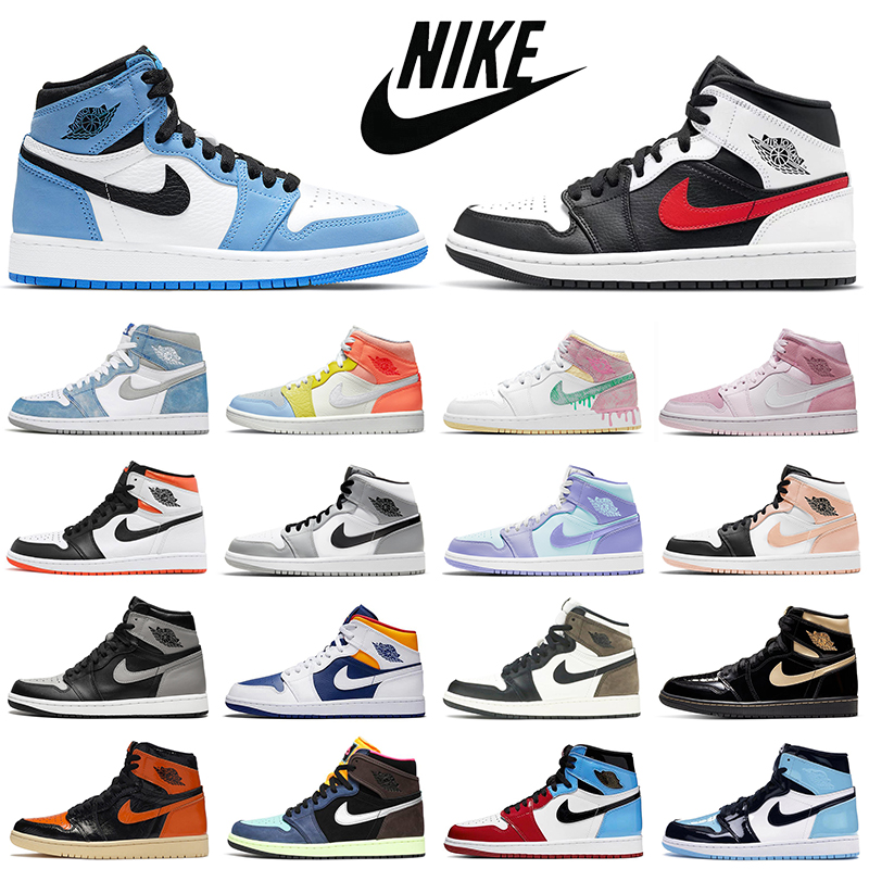 

Discount Air retro jordan 1 jumpman men basketball shoes 1s University Blue Hyper Royal Dark Mocha Bred mens women trainers sports sneakers Breathable, 1s 5.5-12 royal toe