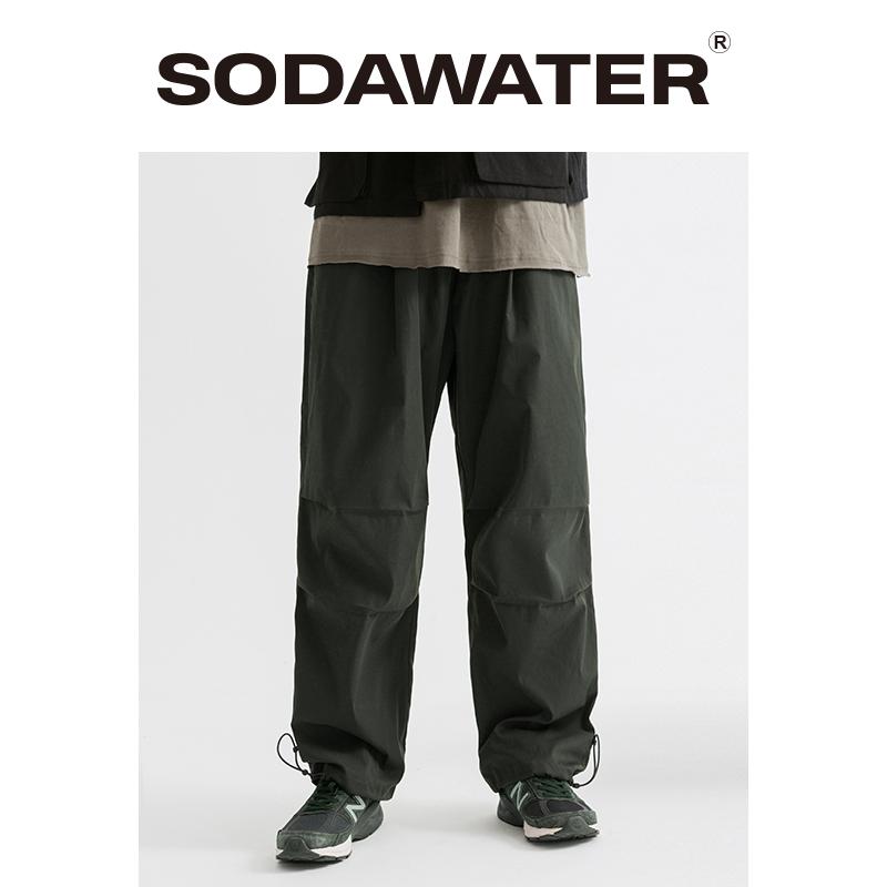

Men Autumn Thin Cargo Pant 2021 FW Loose Hip Hop Streetwear Elastic Waist Windbreaker Track 3245W Men' Pants, Black