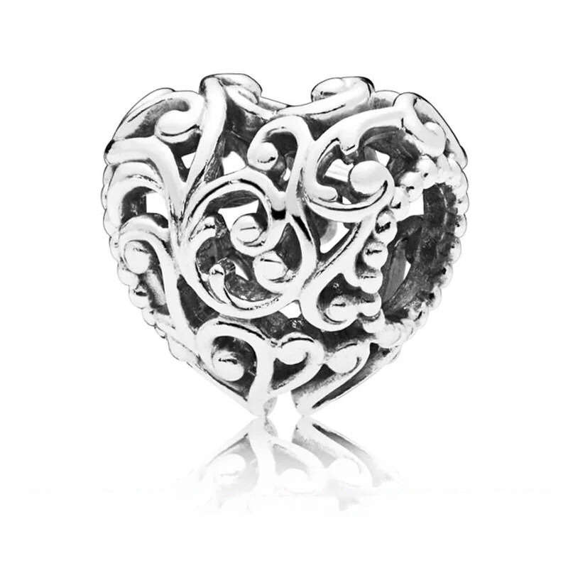 

Fits Pandora Bracelets 30pcs Heart Charms Beads Silver Charms Bead For Women Diy European Necklace Jewelry