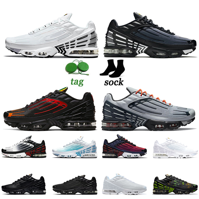 

Fashion Tn Plus 3 Running Shoes Tuned Mens Sneakers Men Women Crater Multi Mesh Triple White Black Orange Red Iridescent Navy Blue Topography Pack Trainers, B43 black grey 39-45