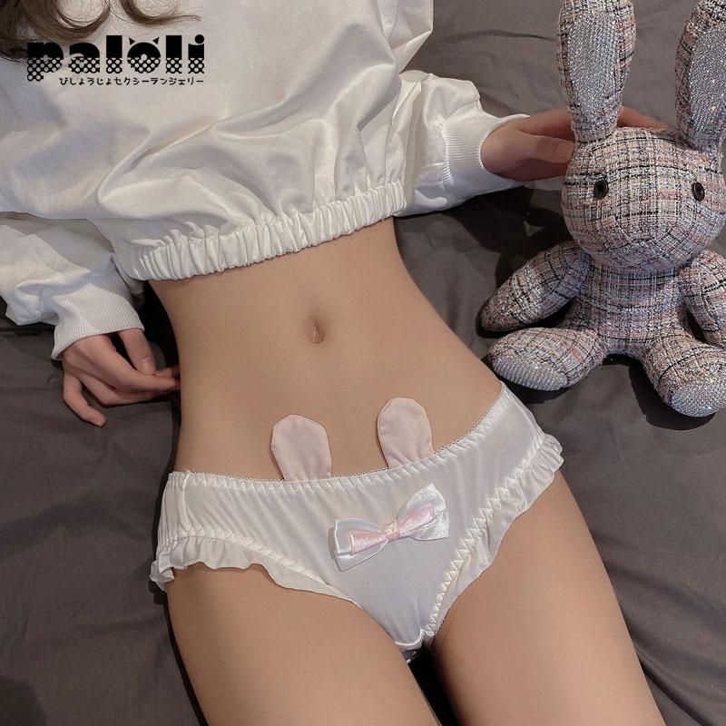 

Women's Panties Lolita Girls Cute Bow Cotton Underwear Women Ruffle Seamless Solid Ears Briefs Cartoon Lingerie Student 2021, Black
